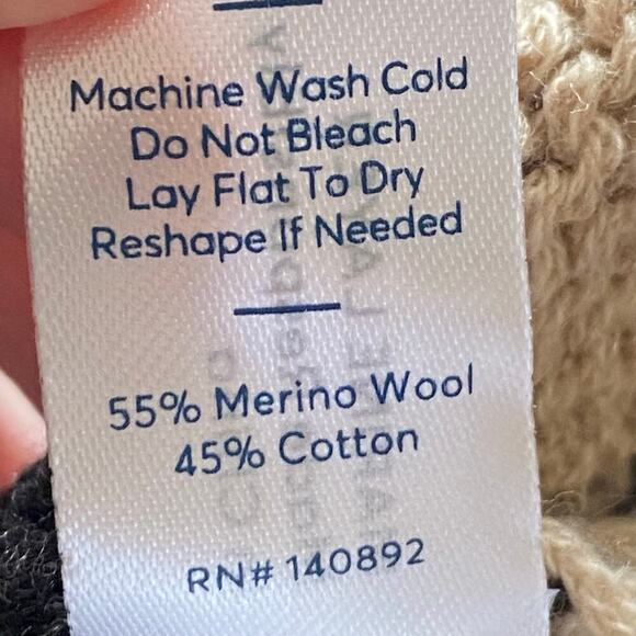 MARINE LAYER Claire Relaxed Knit Polo Sweater in Neutral Stripe, Size X-Large - Picture 12 of 15